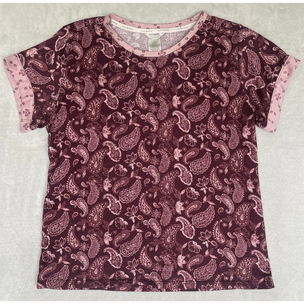 Lucky Brand Shirt Womens S Purple Paisley Soft Pajama Feminine‎ Cozy Stretchy